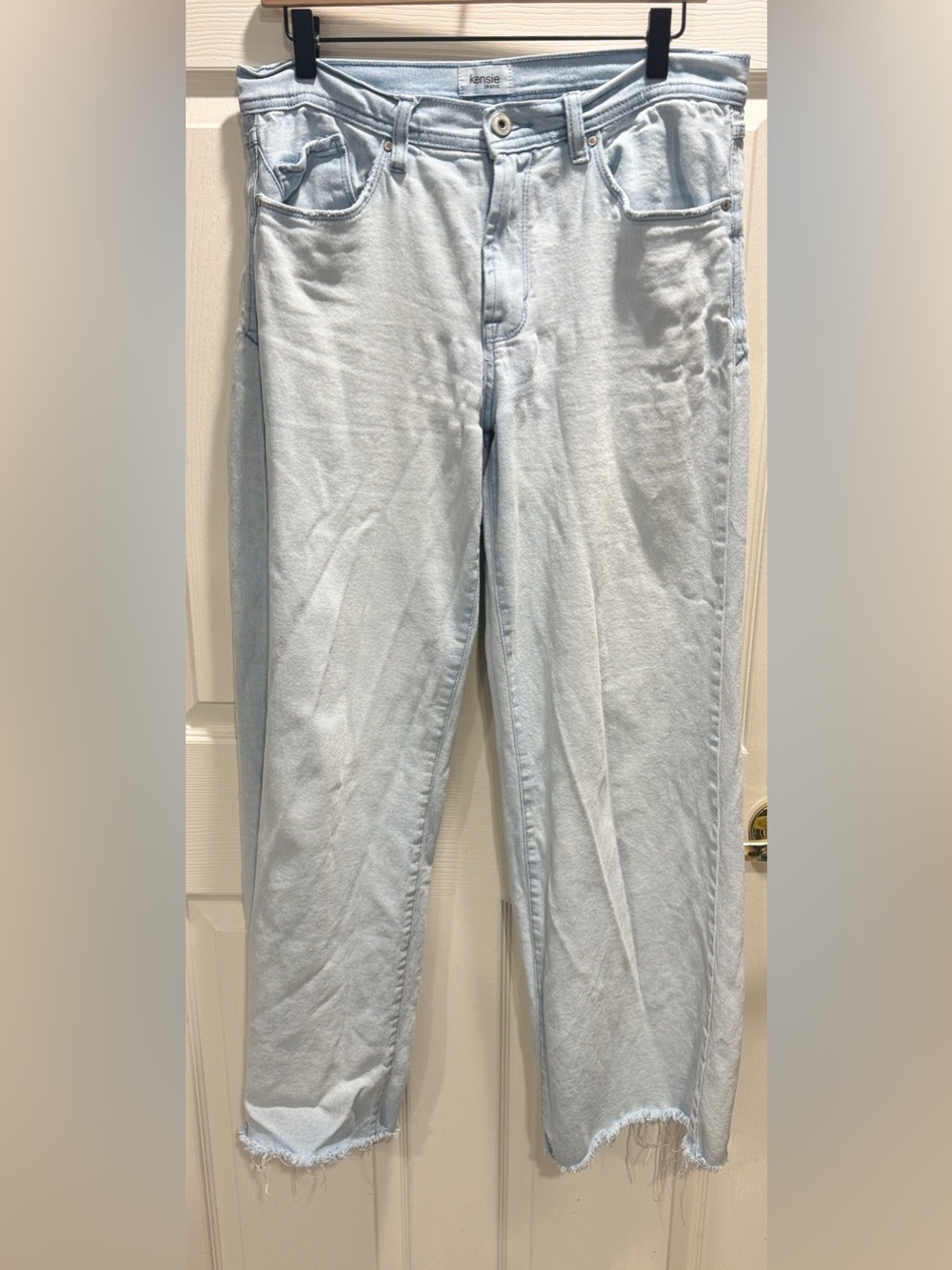 Kensie Kaya High Rise Wide Leg Jeans Light Wash Raw Hem 8/29 - Picture 2 of 8